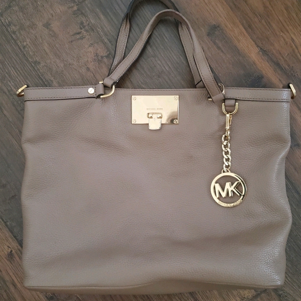 Ladies taupe MK leather handbag